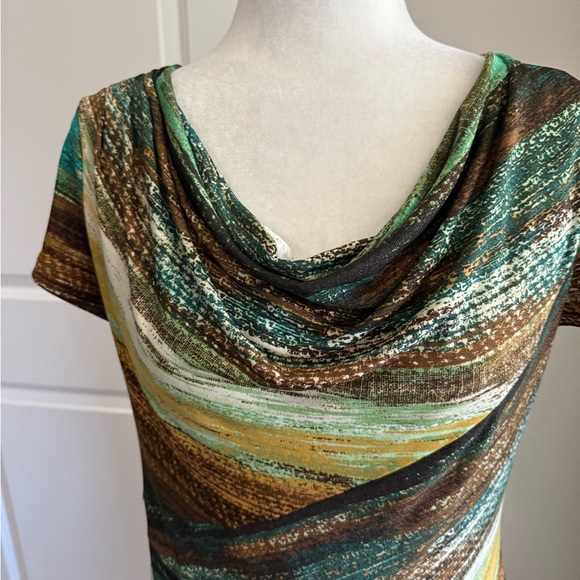 Rabbit Rabbit Rabbit Designs Abstract Cowl Neck Stretch Dress Size 12 - Picture 9 of 10